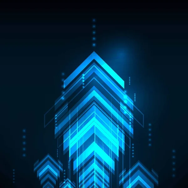 Tecnología Abstracta Flechas Azules Comunica Fondo Ilustración Vectorial — Vector de stock