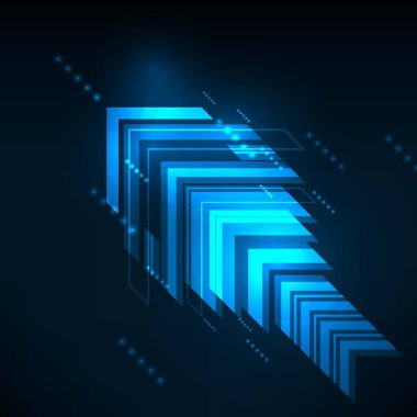 Soyut mavi oklar teknoloji iletişim arka plan, vektör çizim