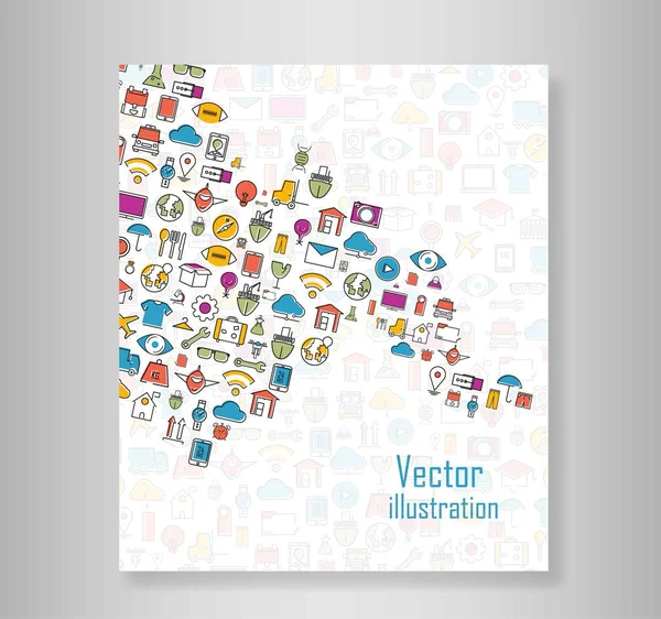 Boek Alle Pictogrammen Lijnkleur Van Technologie School Logistiek Internet Tour — Stockvector