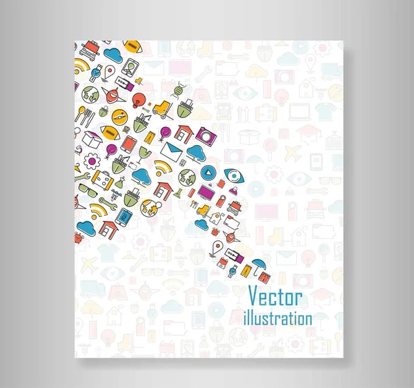Kniha Všechny Ikony Barva Čáry Technologií Školy Logistické Internet Tour — Stockový vektor