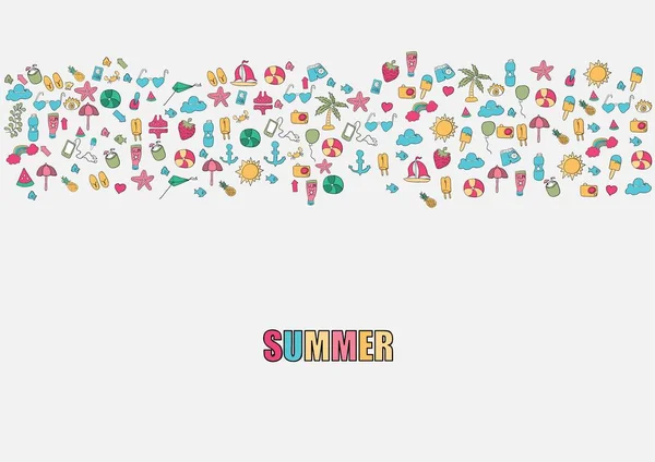 Vector Illustratie Zomer Symbolen Voorwerpen Met Hand Vector Tekening — Stockvector