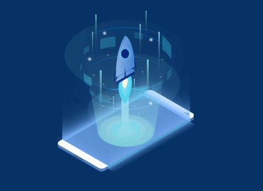 Akıllı telefon Dokunmatik Ekran Cep telefonu Roket parlıyor ve duman çıkıyor