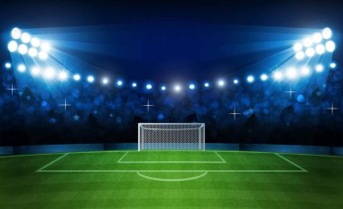 Parlak stadyum ışıkları vektör tasarımı ile futbol sahası