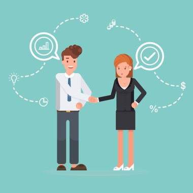 Erkek otobüsler, kadın tokalaşır. Pankart veya bilgi aktarma şablonu