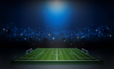 Parlak stadyum ışıkları vektör tasarımı ile futbol sahası