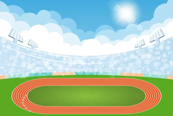 Campo de pista de atletismo con diseño de día. Iluminación vectorial — Vector de stock