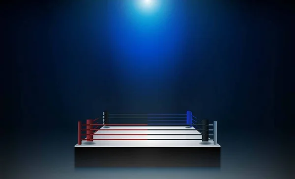 Boxe ring arena e proiettori progettazione vettoriale. Illumina vettoriale — Vettoriale Stock