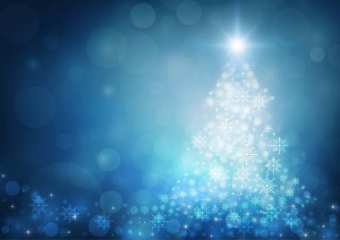 Soyut Noel Bokeh mavi renk arkaplanı