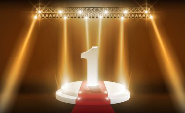 Sahne arkaplanı ve sahne ışıkları bir numara. Vektör aydınlatması