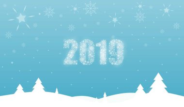 Mavi arkaplanlı Noel kartı. vektör illüstrasyonu