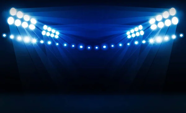 明亮的体育场舞台灯光矢量设计。矢量照明 — 图库矢量图片