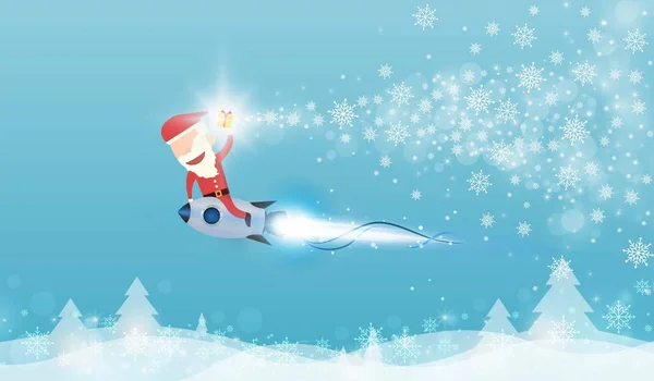 Санта-Клаус запустить ракету и дым через облако в — стоковый вектор
