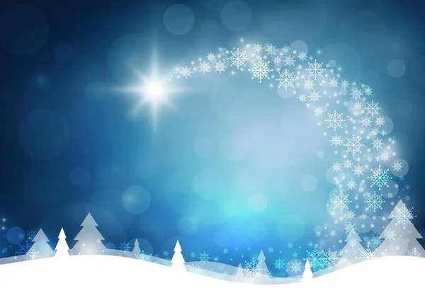 Kerstkaart met blauwe achtergrond. vectorillustratie — Stockvector