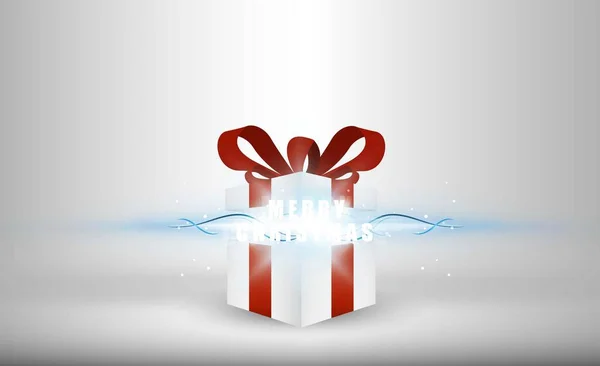 Lumineux stade lumières boîte cadeau ouverte avec joyeux Noël — Image vectorielle
