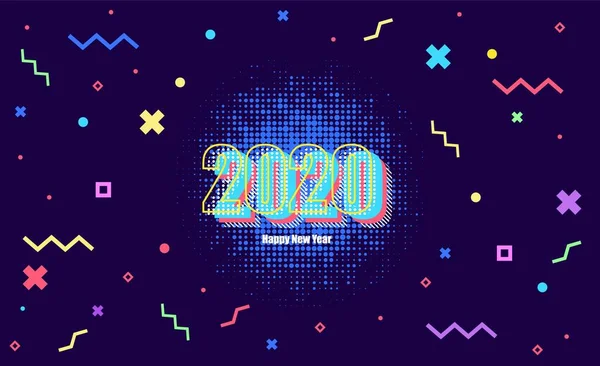 2020 Background Dengan Happy New Year Comic Text Seni Pop — Stok Foto