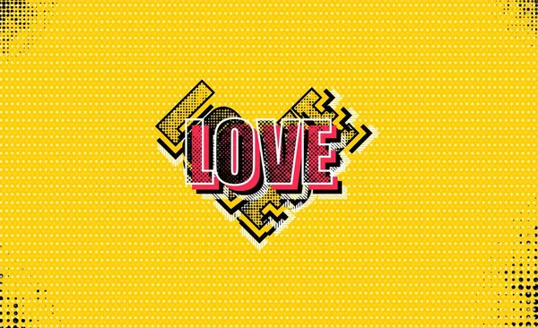 Love Valentines Day Comic Text Colored Pop Art Halftone Illustration — Stock Photo, Image