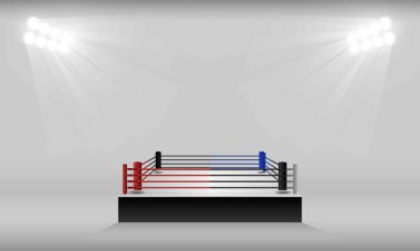 Boks ringi ve spot ışıkları vektör tasarımı. Vektör aydınlatması