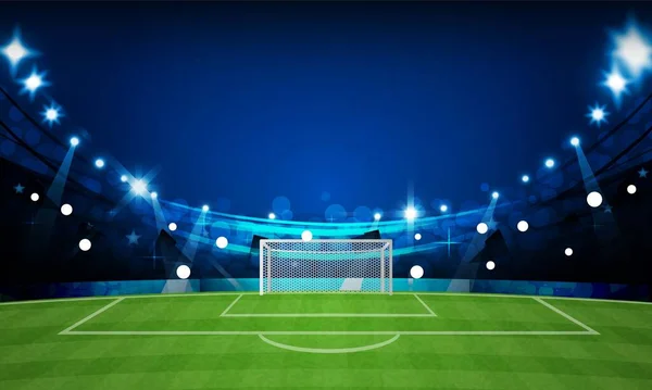 Terrain Football Arène Avec Des Lumières Stade Lumineux Conception Vectorielle — Image vectorielle