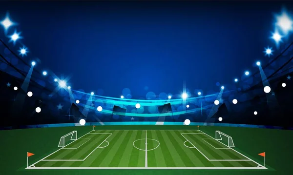 Terrain Football Arène Avec Des Lumières Stade Lumineux Conception Vectorielle — Image vectorielle