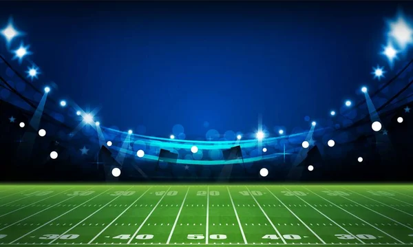 American Football Arena Field Bright Stadium Lights Design Battle Match — Stock Vector