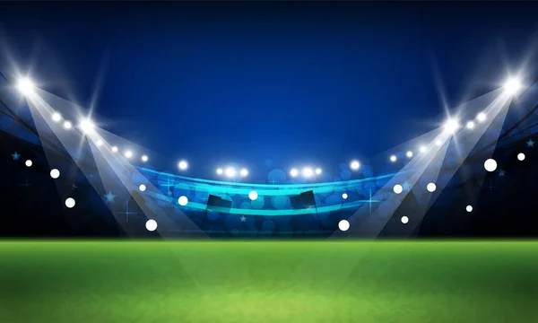 Поле Футбольной Арены Ярким Векторным Дизайном Освещения Стадиона — стоковый вектор