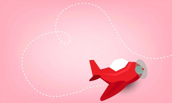 Mignon Dessin Animé Conduit Avion Avion Volé Dans Design Heartflat — Image vectorielle