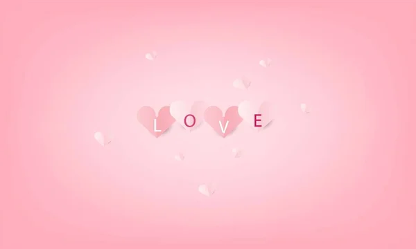 紙アートとクラフトデザインのデザインが大好き かわいいバレンタインデーカード — ストックベクタ