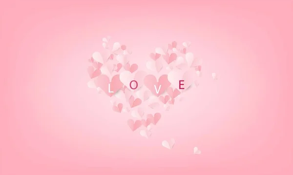 紙アートとクラフトデザインのデザインが大好き かわいいバレンタインデーカード — ストックベクタ