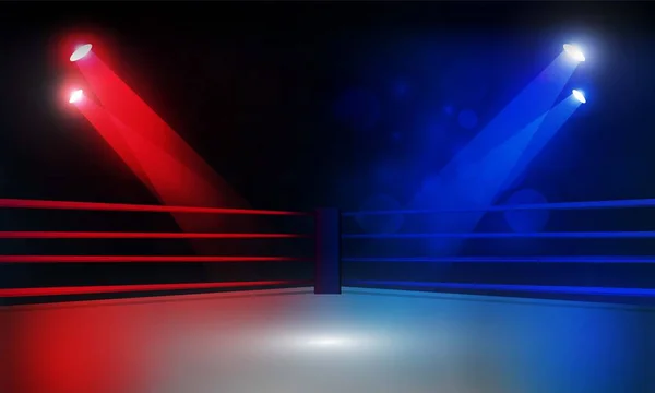 ボクシングリングアリーナとスポットライトのベクトルデザイン ベクトル照明 — ストックベクタ