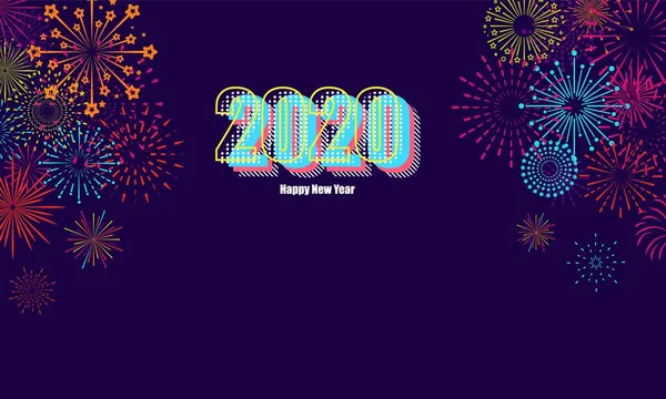 2017 Happy New Year 2020 Firework Background Vector Design — 스톡 벡터