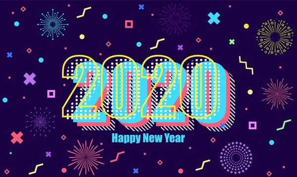 2020 Tarjeta Felicitación Con Inscripción Feliz Año Nuevo 2020 Diseño — Vector de stock