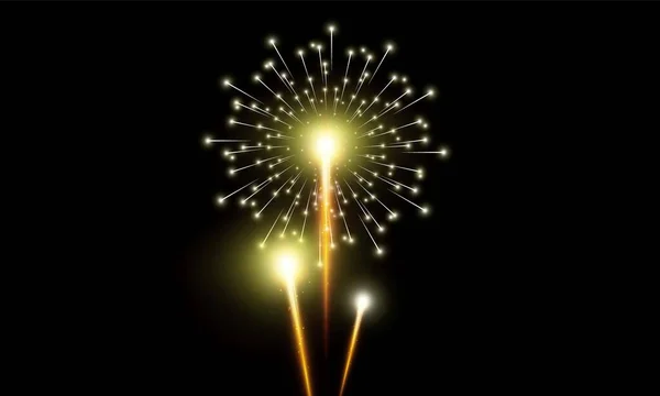 Feestelijke Golden Firework Salute Burst Achtergrond Vector Ontwerp — Stockvector