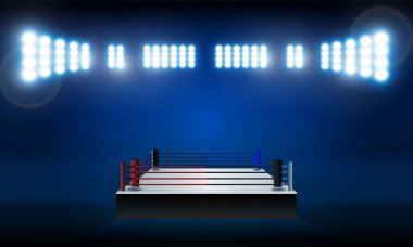 Boks ringi alanı ve spot ışıkları vektör tasarımı.