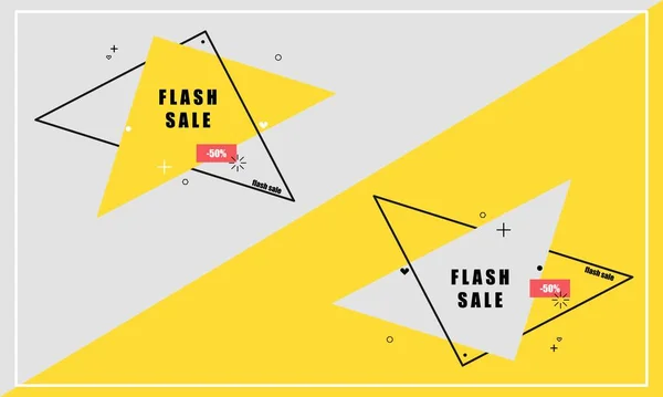 Trendy Vector Flash Sale Right Triangle Retro Poster Vintage Colors — Stock Vector