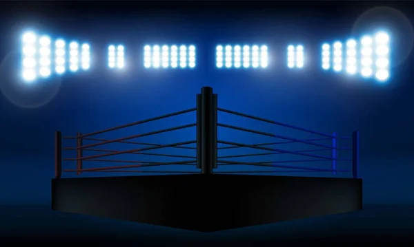 Бокс Ринг Арена Прожекторы Прожекторов Векторный Дизайн — стоковый вектор