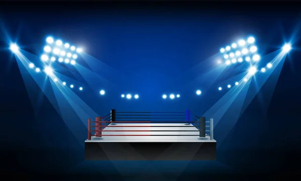 Boxning Ring Arena Och Spotlight Strålkastare Vektor Design — Stock vektor