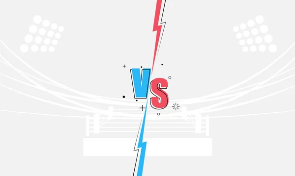 スポーツや戦闘Vのためのスタジアム文字とボクシングリングアリーナフィールド戦いの競争とゲームの背景ベクトルのデザインのために戦う — ストックベクタ