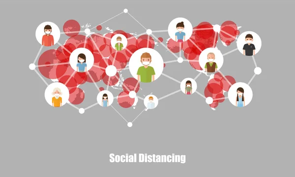 Social Distanciamiento Juego Las Redes Sociales Las Personas Que Mantienen — Archivo Imágenes Vectoriales