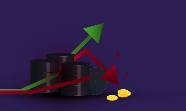 Dünya Petrol Fiyatları Borsa Yatırım Ticaret Vektörünün Yükselişi Düşüşü — Stok Vektör