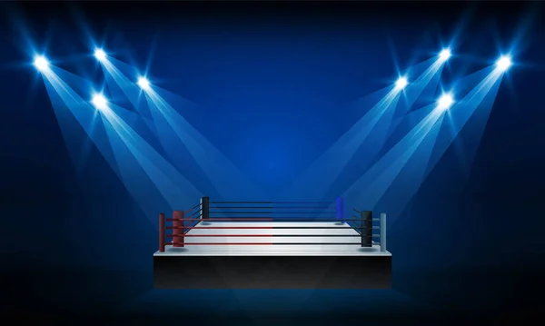 Anneau Boxe Arène Projecteurs Projecteurs Conception Vectorielle — Image vectorielle