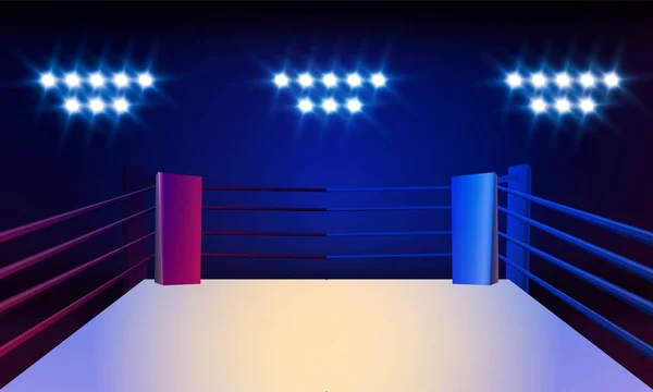 Boxer Assommant Arène Anneau Boxe Design Vectoriel Projecteur — Image vectorielle