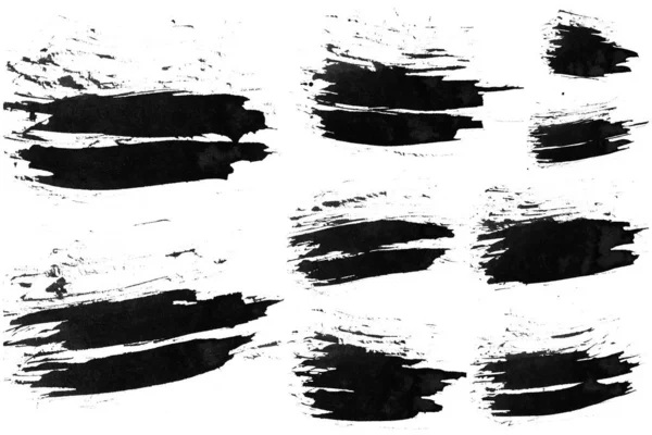 ぬれたインクの幾何学的な形状 ブラシペイントストローク テクスチャブラシとモダンなグランジライン インクブラシ フレームデザインのための芸術的なデザイン要素 — ストック写真