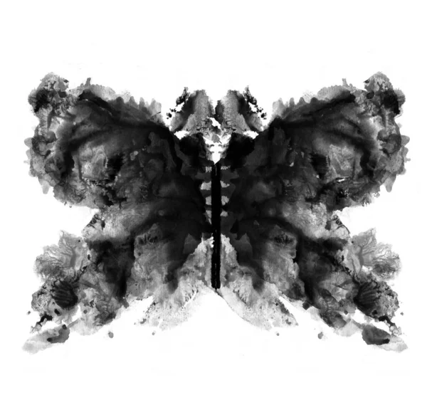 Rorschach Teszt Tintatartóval Pszichológiai Teszt Sziluett Fekete Pillangó Izolált — Stock Fotó