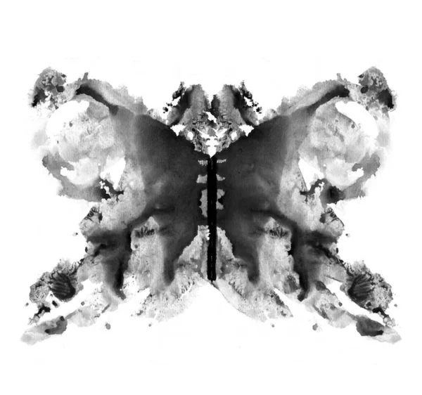 インクブロックで作られたローチテスト 心理テストだ 黒蝶のシルエットが孤立 — ストック写真