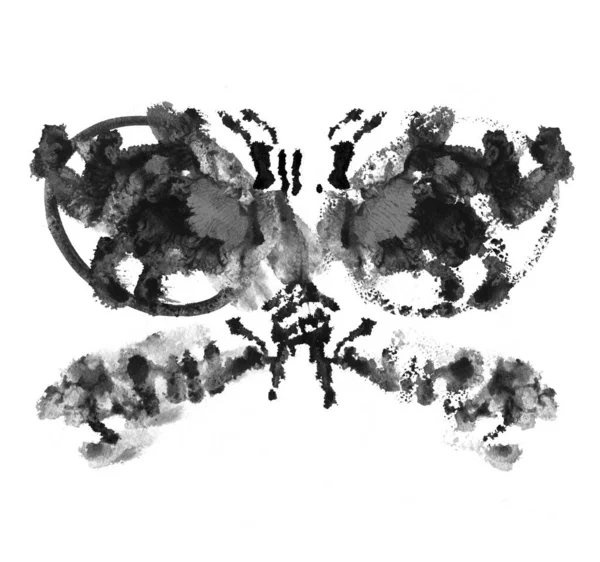 Rorschach Test Made Ink Blot Psychological Test Silhouette Black Butterfly — Stock Photo, Image