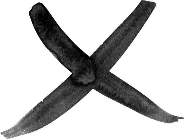 Handgezeichnetes Kreuzzeichen Pinsel Gemaltes Schwarzes Symbol Grunge Kreuz Mit Pinselstrich — Stockfoto