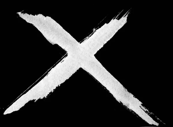 Hand Drawn Cross Sign Brush Painted White Icon Grunge Cross — Stock Photo, Image