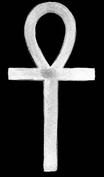 Hand Drawn Cross Sign Brush Painted White Icon Grunge Cross — Stock Photo, Image