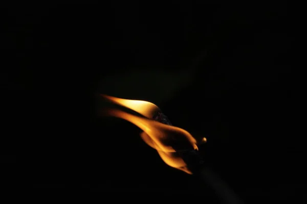 Flamme Feu Sur Fond Noir — Photo