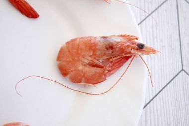 plaka üzerinde karides